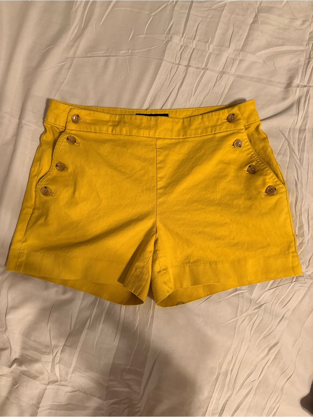 Banana Republic Yellow High-Waist Buttoned Shorts